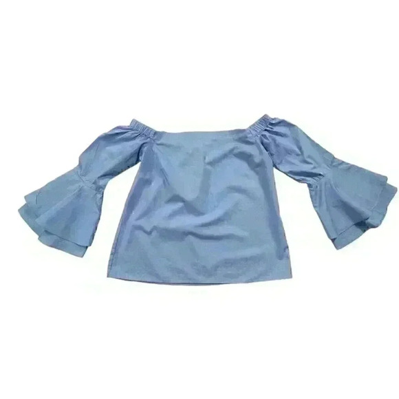 Amanda Uprichard Women's Arabelle Off-The-Shouder Tiered Bell-Sleeve Top SIZE-P - Picture 1 of 6